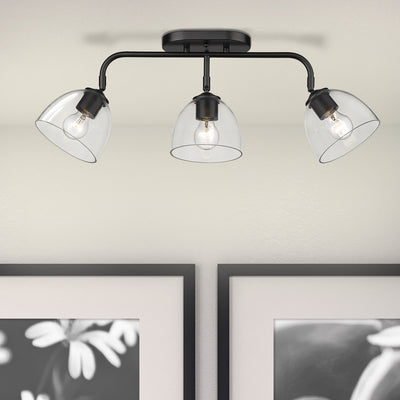 Golden Lighting Roxie 3-light Semi-Flush Mount in Matte Black - - Golden Lighting