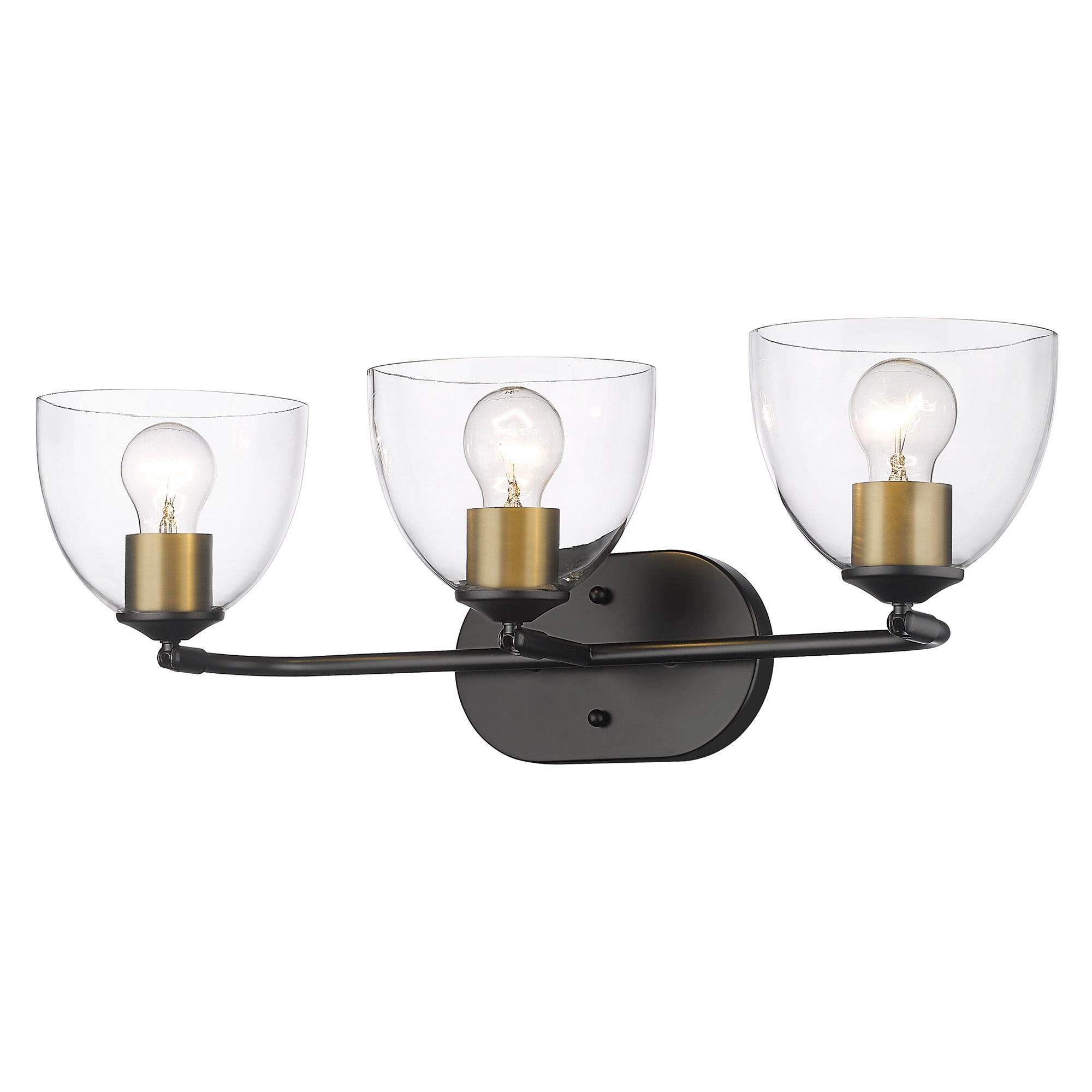 Golden Lighting Roxie 3-light Vanity in Matte Black and Brushed Champagne Brass Accents - - Golden Lighting