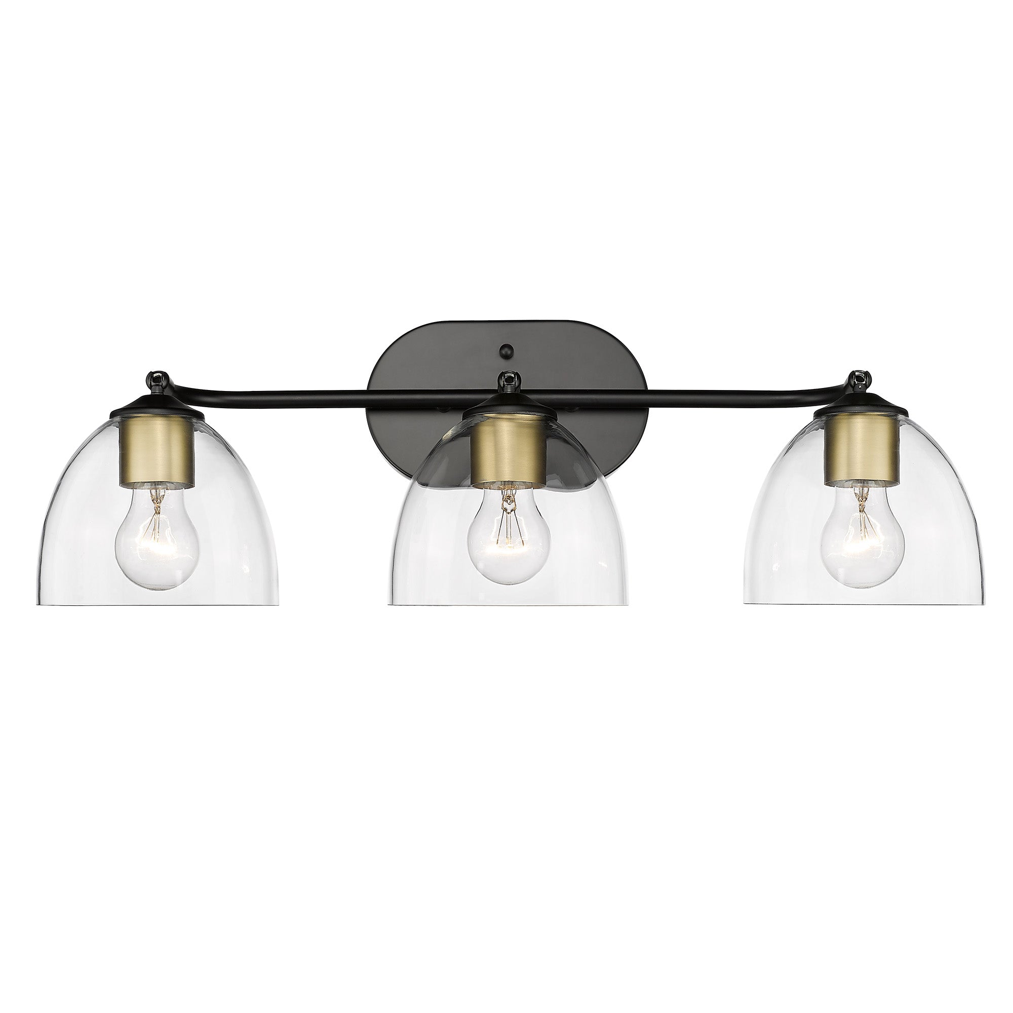Golden Lighting Roxie 3-light Vanity in Matte Black and Brushed Champagne Brass Accents - - Golden Lighting