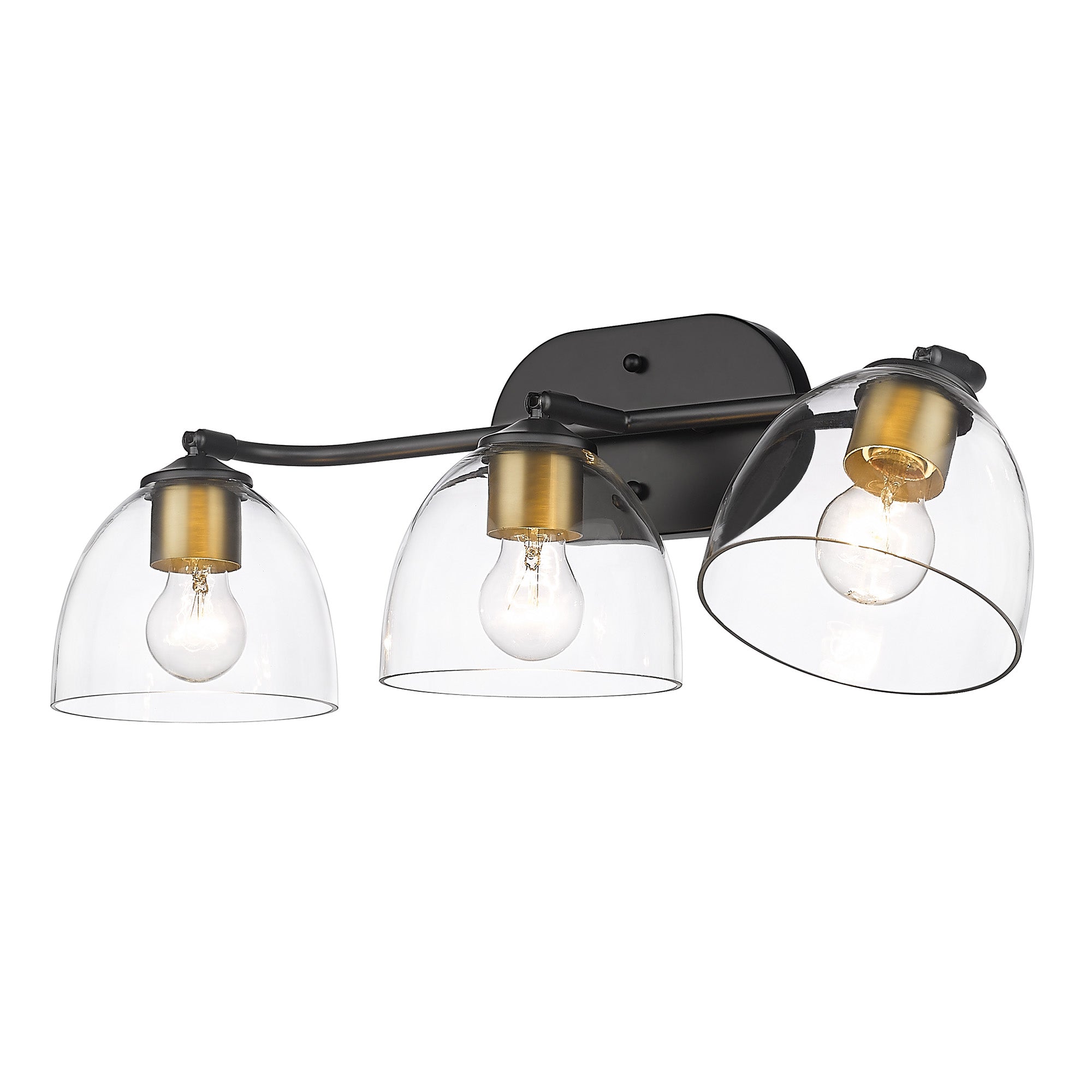 Golden Lighting Roxie 3-light Vanity in Matte Black and Brushed Champagne Brass Accents - - Golden Lighting