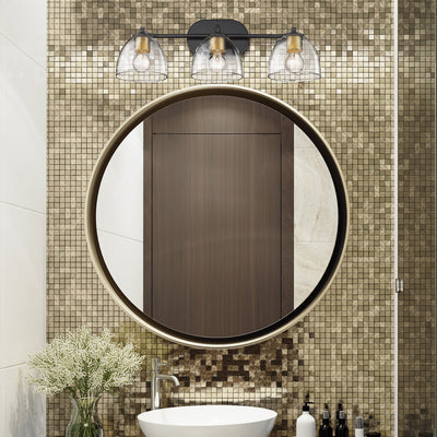 Golden Lighting Roxie 3-light Vanity in Matte Black and Brushed Champagne Brass Accents - - Golden Lighting
