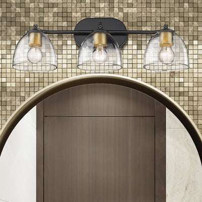 Golden Lighting Roxie 3-light Vanity in Matte Black and Brushed Champagne Brass Accents - - Golden Lighting