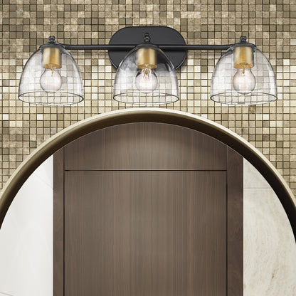 Golden Lighting Roxie 3-light Vanity in Matte Black and Brushed Champagne Brass Accents - - Golden Lighting