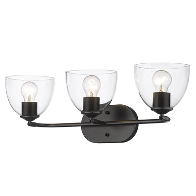 Golden Lighting Roxie 3-light Vanity in Matte Black - - Golden Lighting