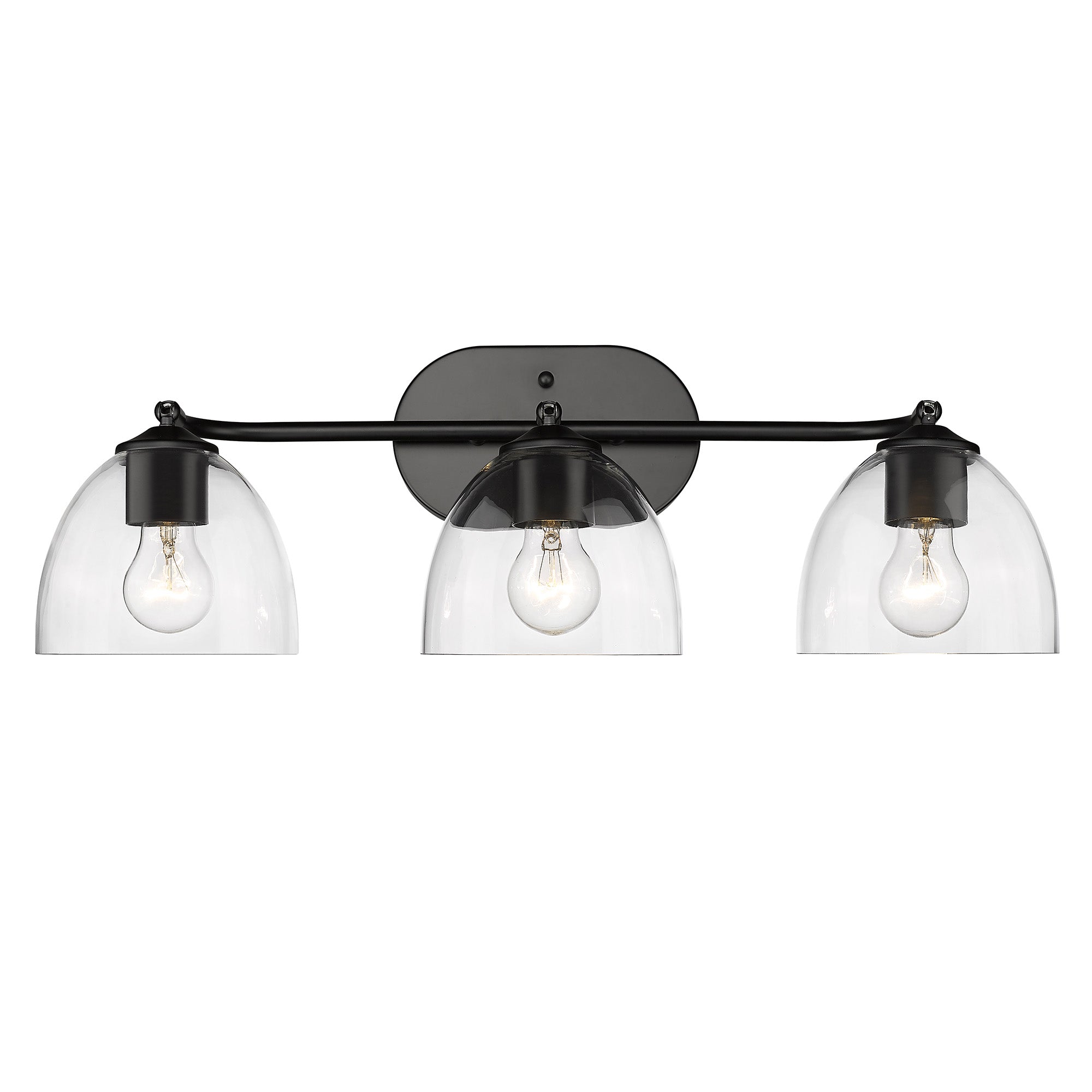 Roxie 3 Light Bath Vanity in Matte Black with Matte Black Accents and Clear Glass Shade - Default Title - Golden Lighting