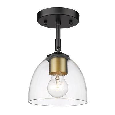 Golden Lighting Roxie 1-light Semi-Flush Mount in Matte Black and Brushed Champagne Brass - - Golden Lighting