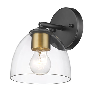 Golden Lighting Roxie 1-light Semi-Flush Mount in Matte Black and Brushed Champagne Brass - - Golden Lighting