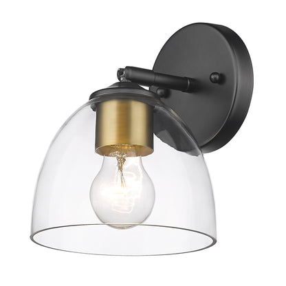 Golden Lighting Roxie 1-light Semi-Flush Mount in Matte Black and Brushed Champagne Brass - - Golden Lighting