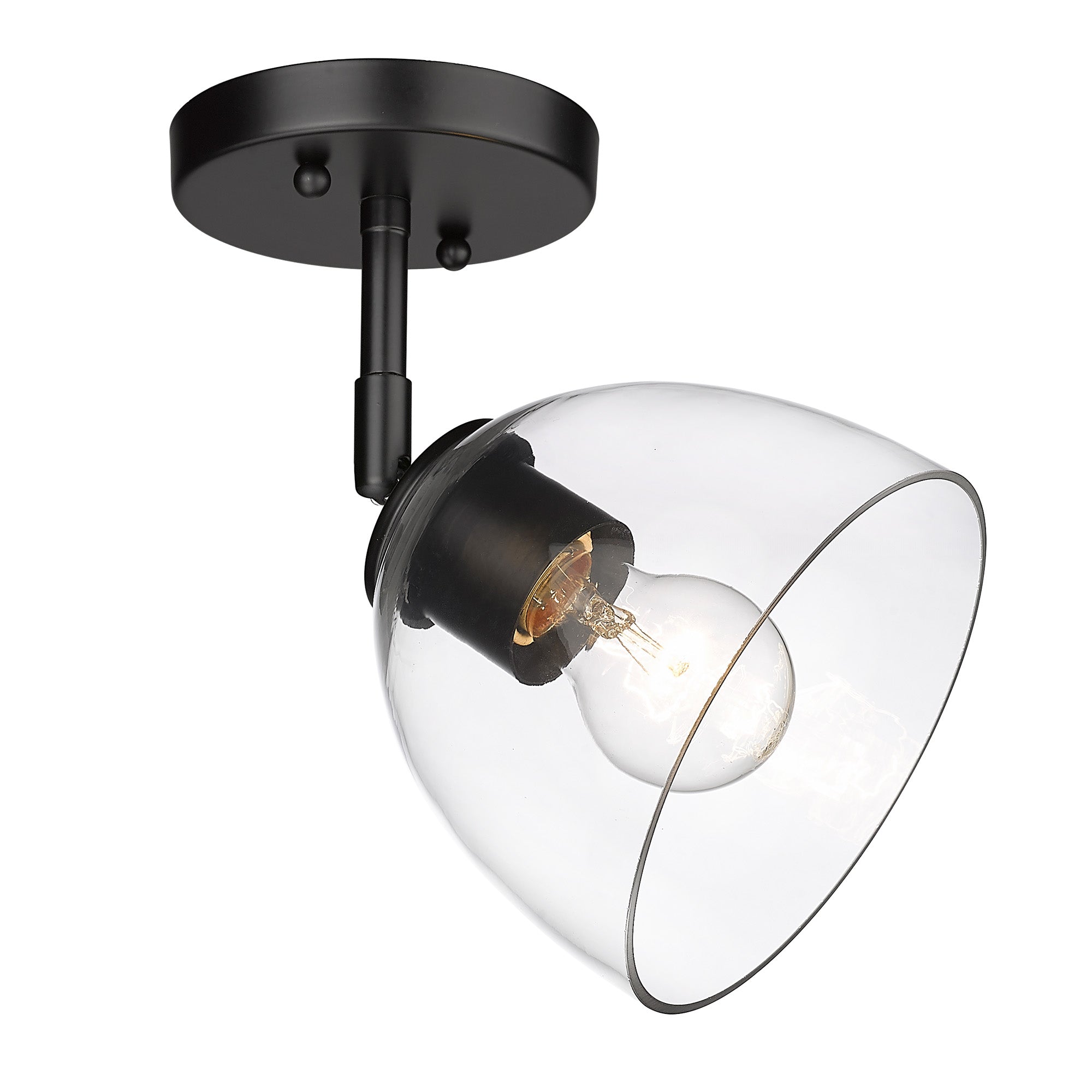 Roxie Semi-Flush in Matte Black with Matte Black Accents and Clear Glass Shade - - Golden Lighting