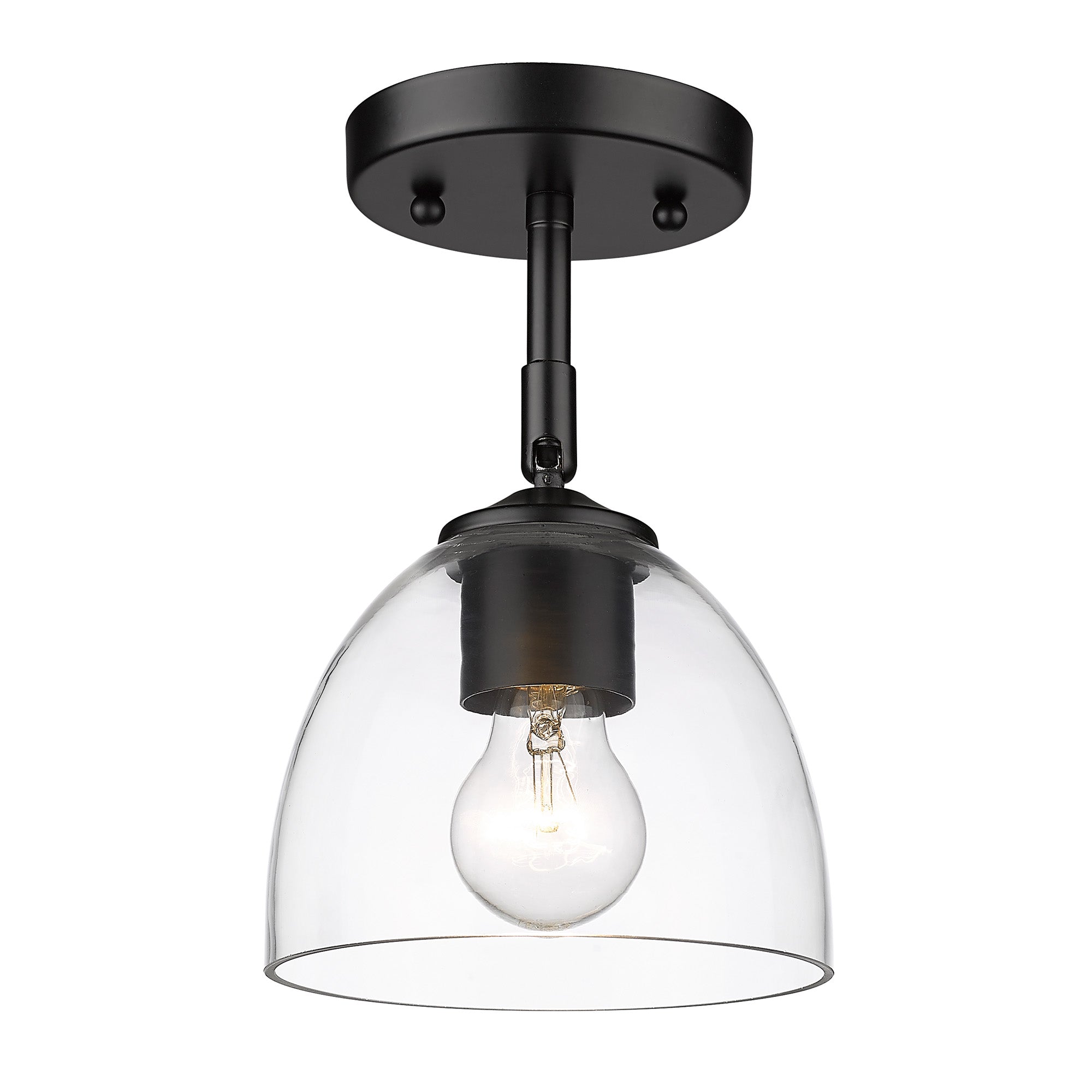 Roxie Semi-Flush in Matte Black with Matte Black Accents and Clear Glass Shade - Default Title - Golden Lighting