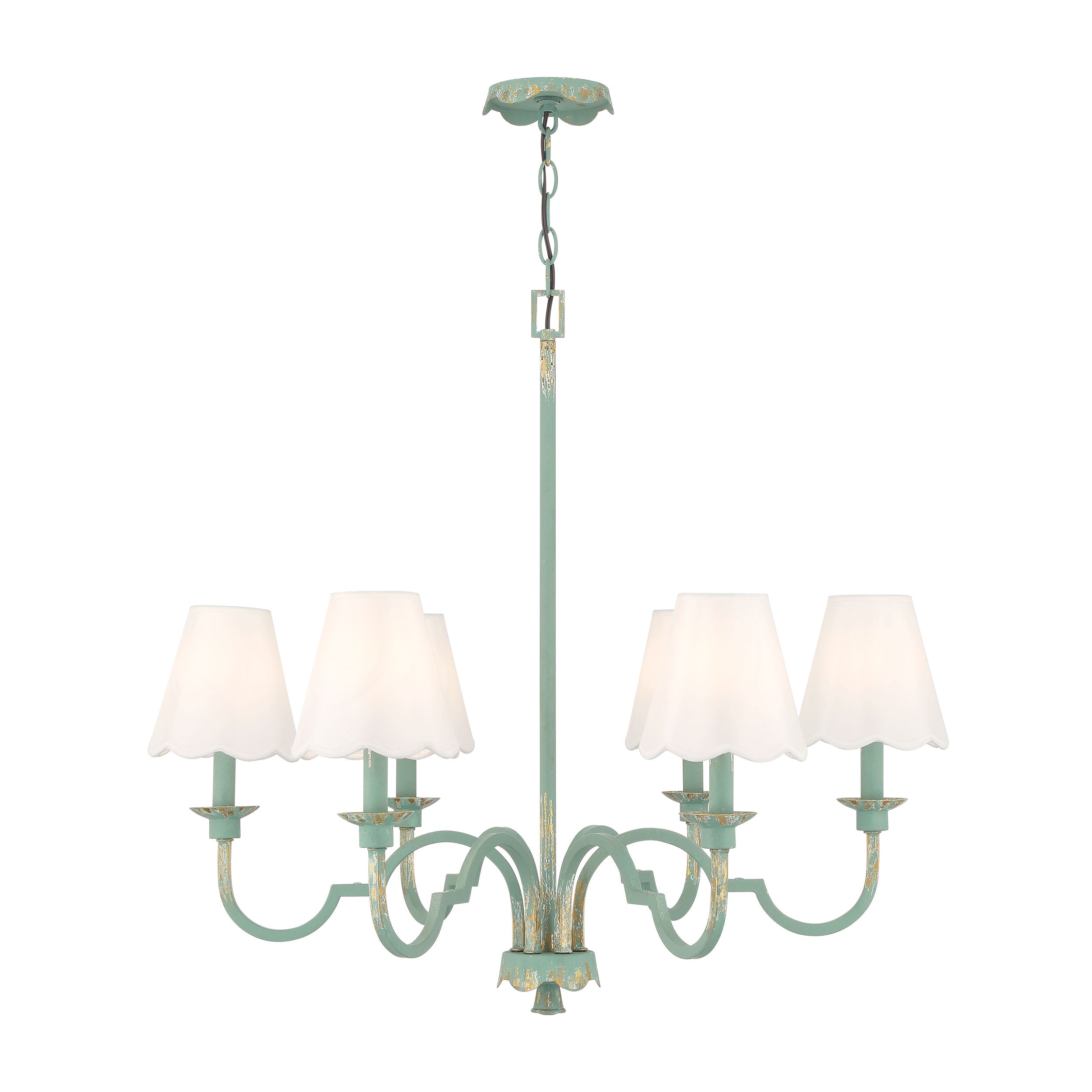 Golden Lighting Cheshire 6-light Chandelier in Antique Teal - - Golden Lighting