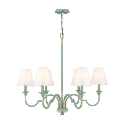 Golden Lighting Cheshire 6-light Chandelier in Antique Teal - - Golden Lighting