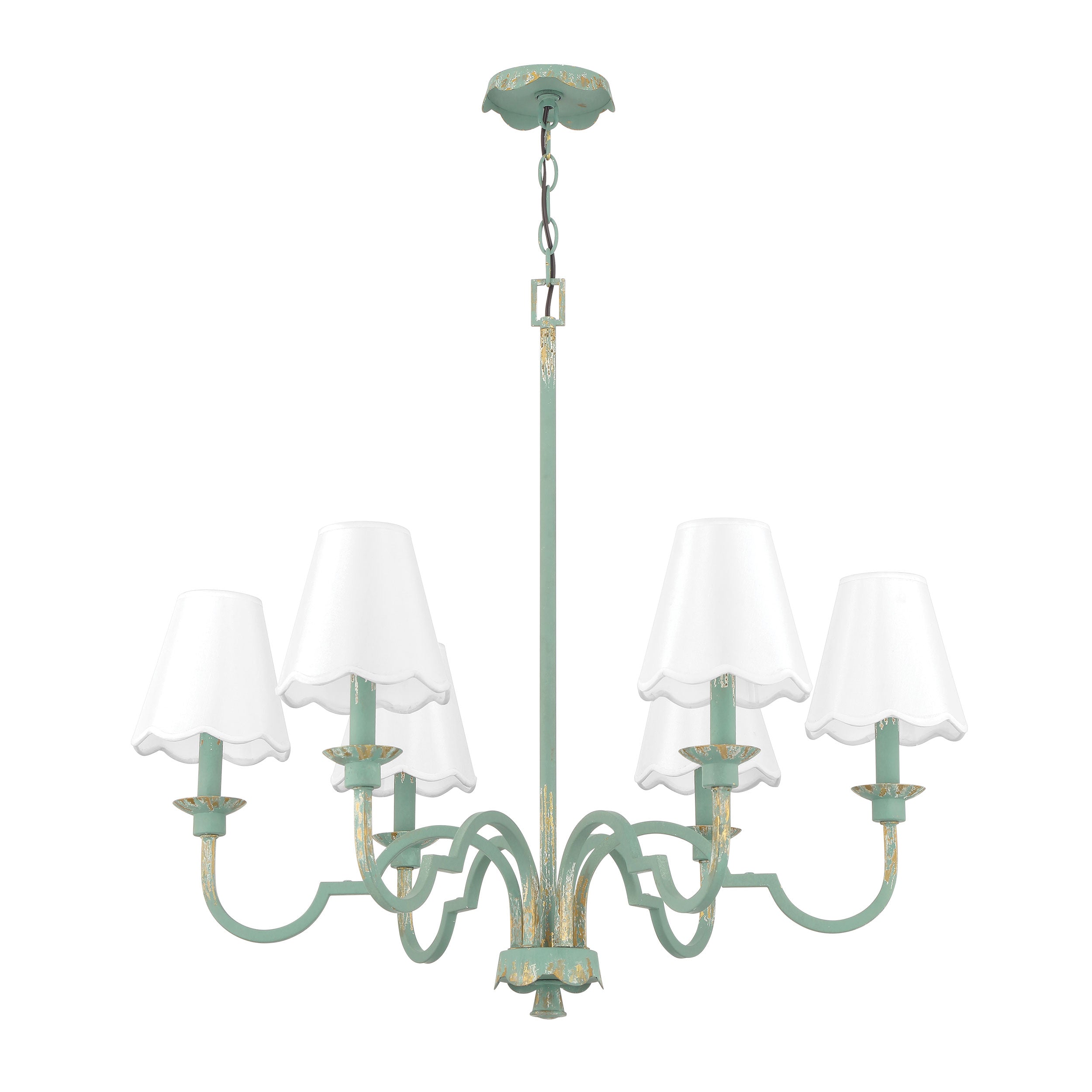 Golden Lighting Cheshire 6-light Chandelier in Antique Teal - - Golden Lighting
