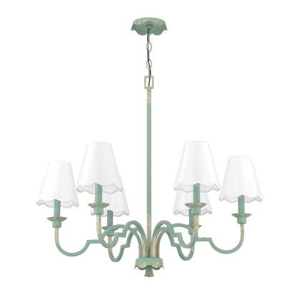 Golden Lighting Cheshire 6-light Chandelier in Antique Teal - - Golden Lighting