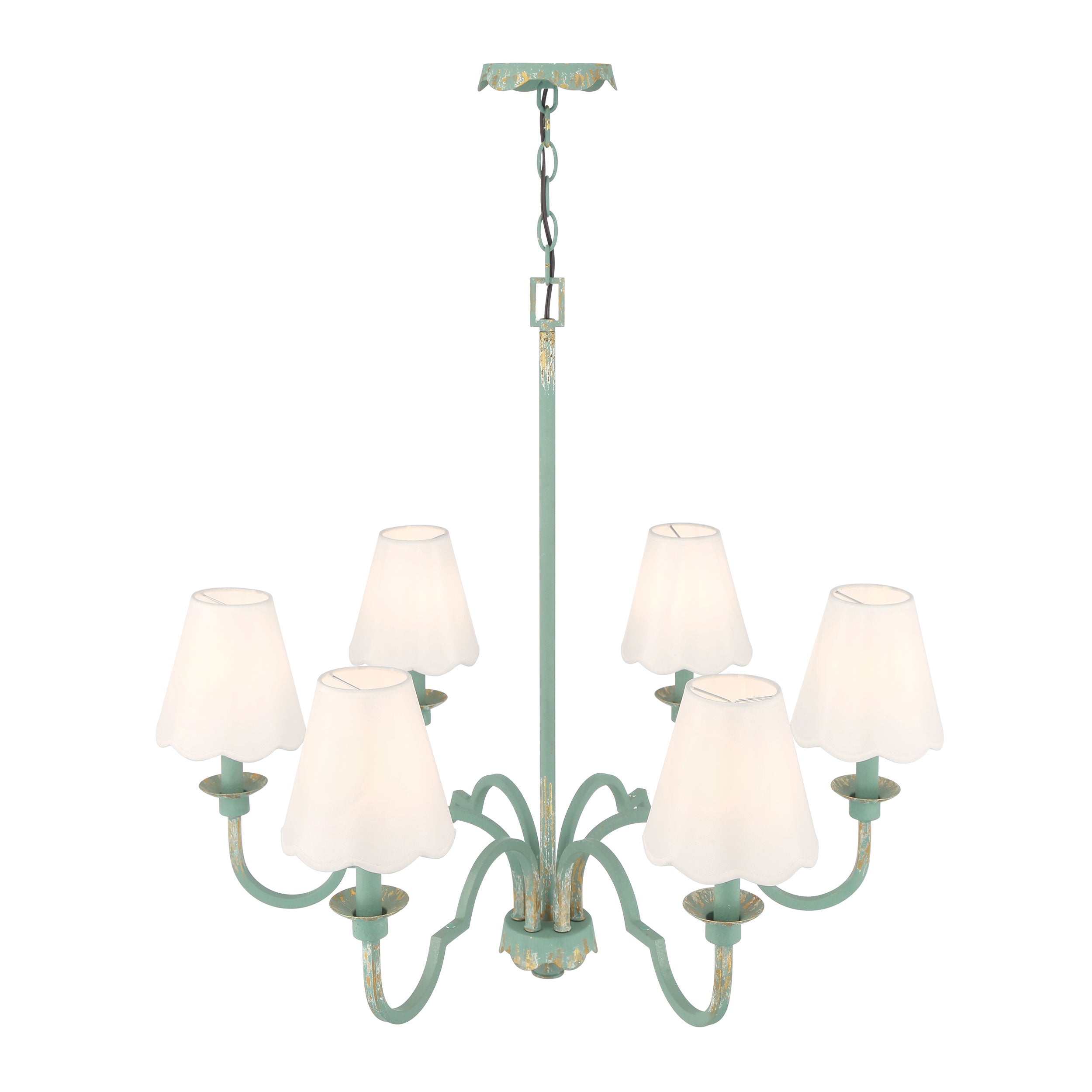 Golden Lighting Cheshire 6-light Chandelier in Antique Teal - - Golden Lighting