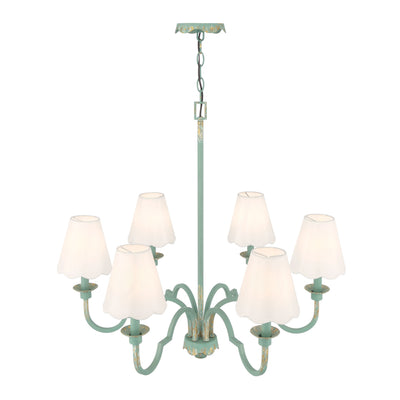 Golden Lighting Cheshire 6-light Chandelier in Antique Teal - - Golden Lighting