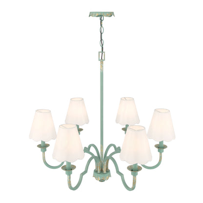 Golden Lighting Cheshire 6-light Chandelier in Antique Teal - - Golden Lighting