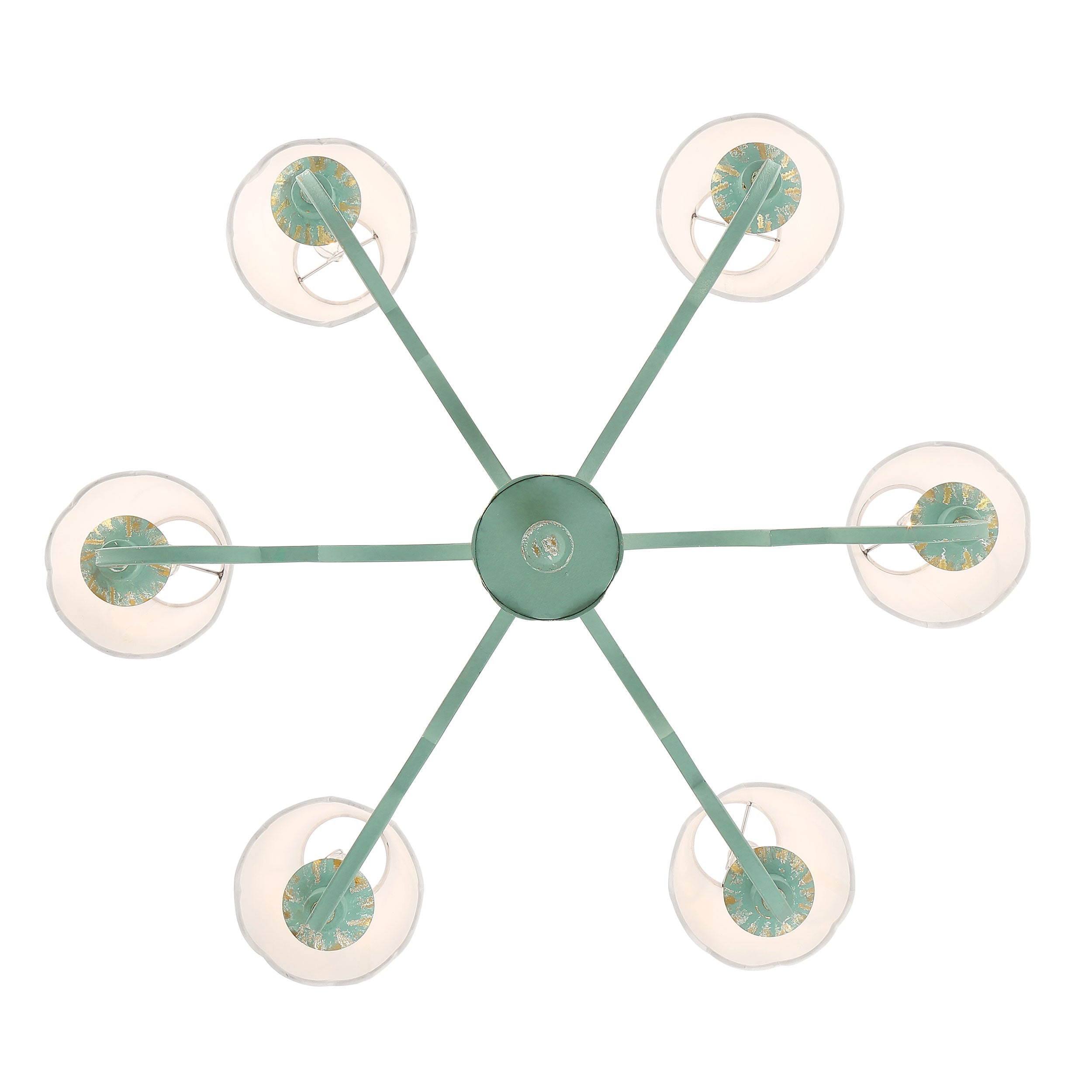 Golden Lighting Cheshire 6-light Chandelier in Antique Teal - - Golden Lighting