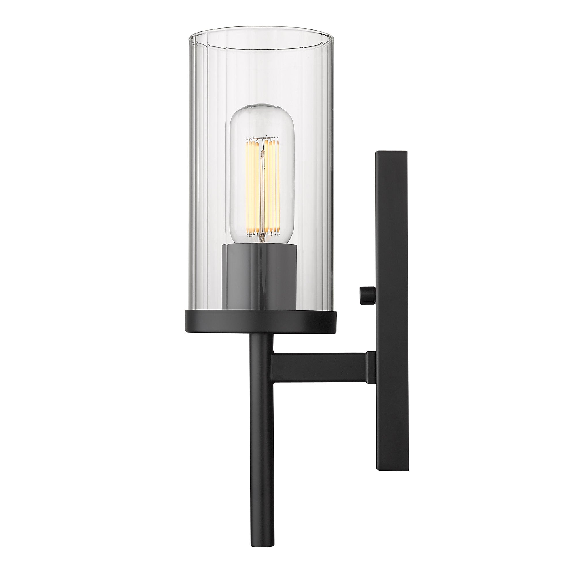 Winslett Wall Sconce in Matte Black with Ribbed Clear Glas Shade - Default Title - Golden Lighting