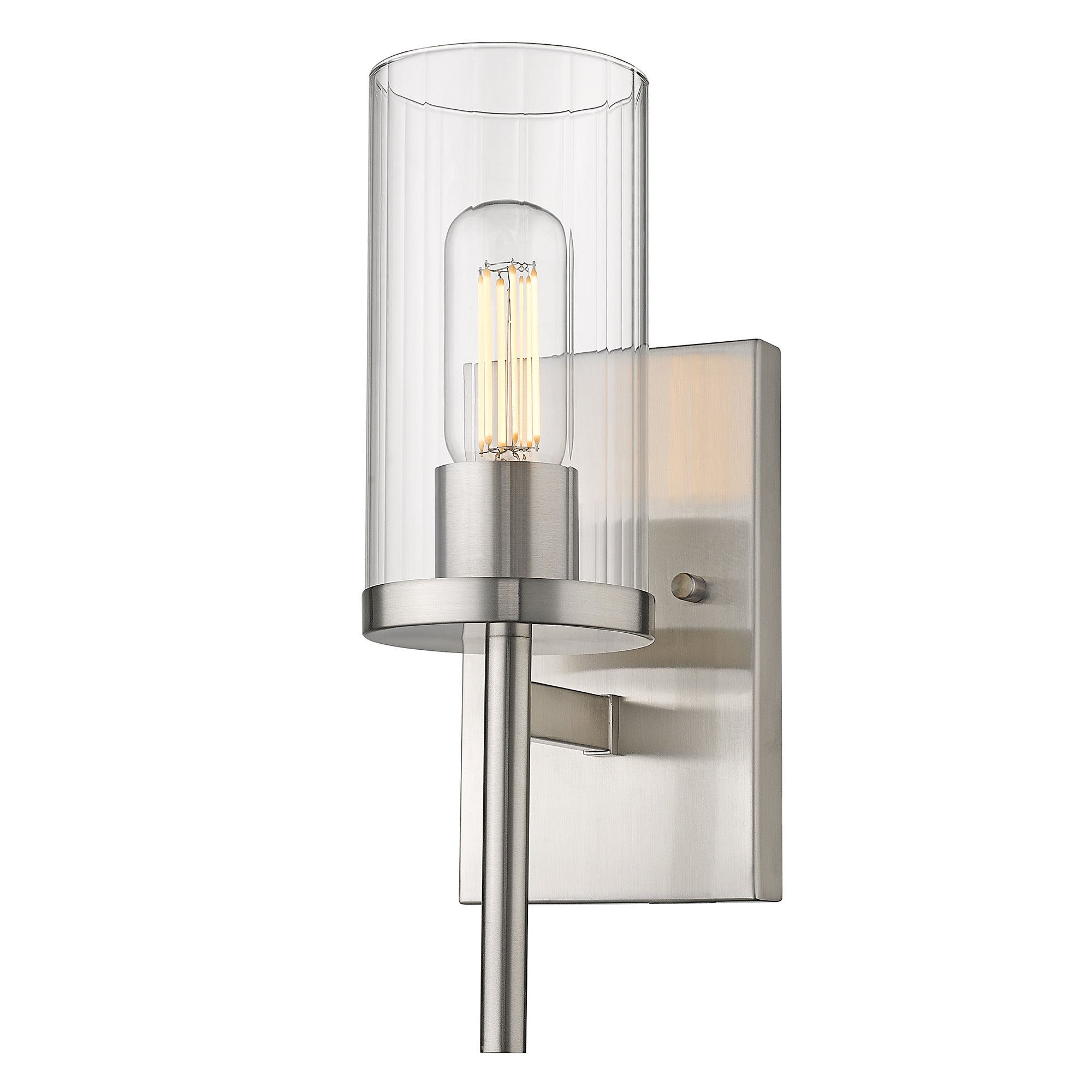 Winslett Wall Sconce in Pewter with Ribbed Clear Glas Shade - - Golden Lighting