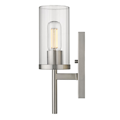 Winslett Wall Sconce in Pewter with Ribbed Clear Glas Shade - Pewter / Ribbed Clear Glass / Clear - Golden Lighting