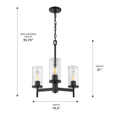 Golden Lighting Winslett 3-light Chandelier in Matte Black - - Golden Lighting