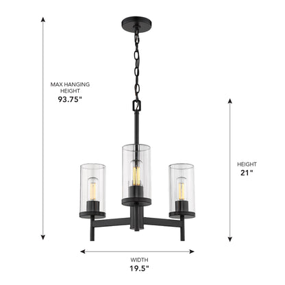 Golden Lighting Winslett 3-light Chandelier in Matte Black - - Golden Lighting