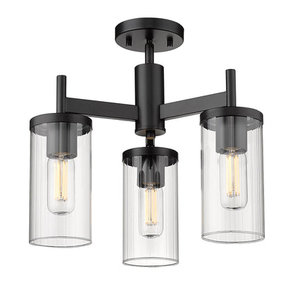 Golden Lighting Winslett 3-light Semi-Flush Mount in Matte Black