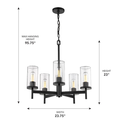 Golden Lighting Winslett 5-light Chandelier in Matte Black - - Golden Lighting