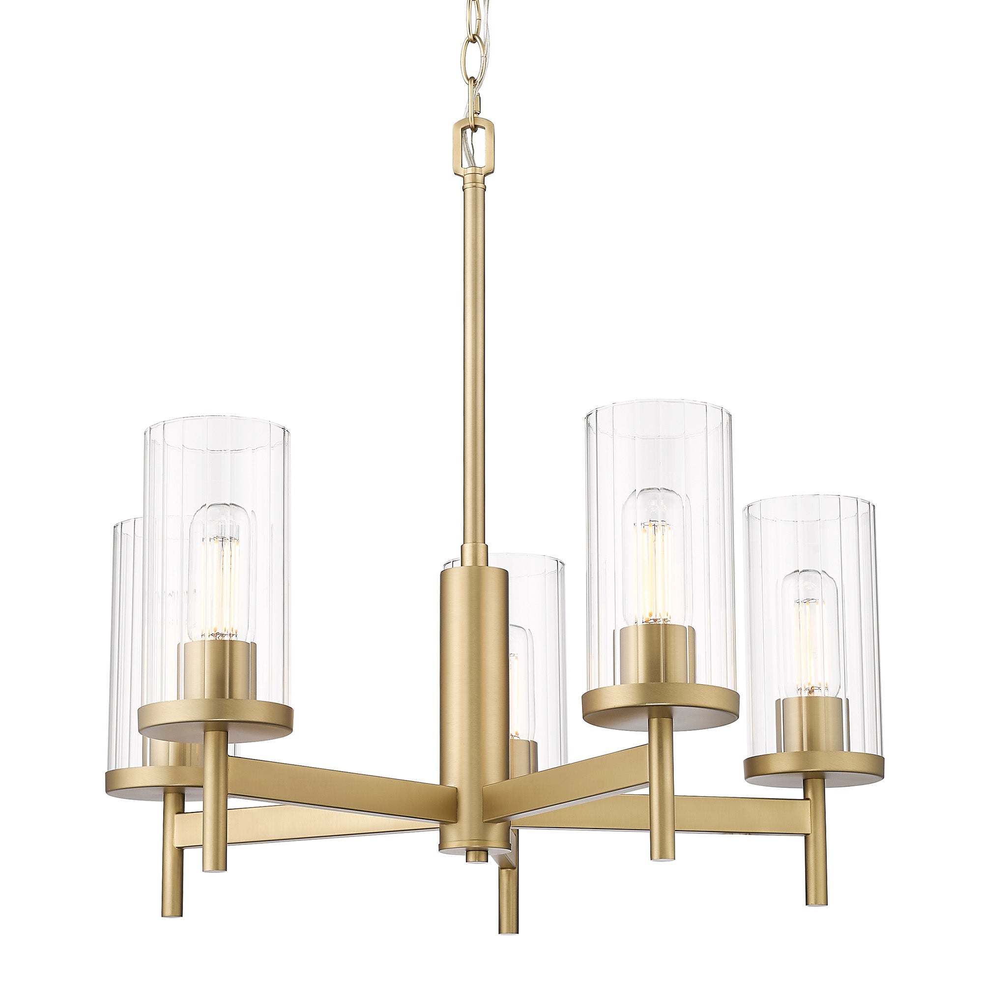 Winslett BCB 5 Light Chandelier in Brushed Champagne Bronze with Clear Glass Shade - - Golden Lighting