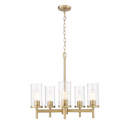 Winslett BCB 5 Light Chandelier in Brushed Champagne Bronze with Clear Glass Shade - Brushed Champagne Bronze / Clear Glass / Clear - Golden Lighting