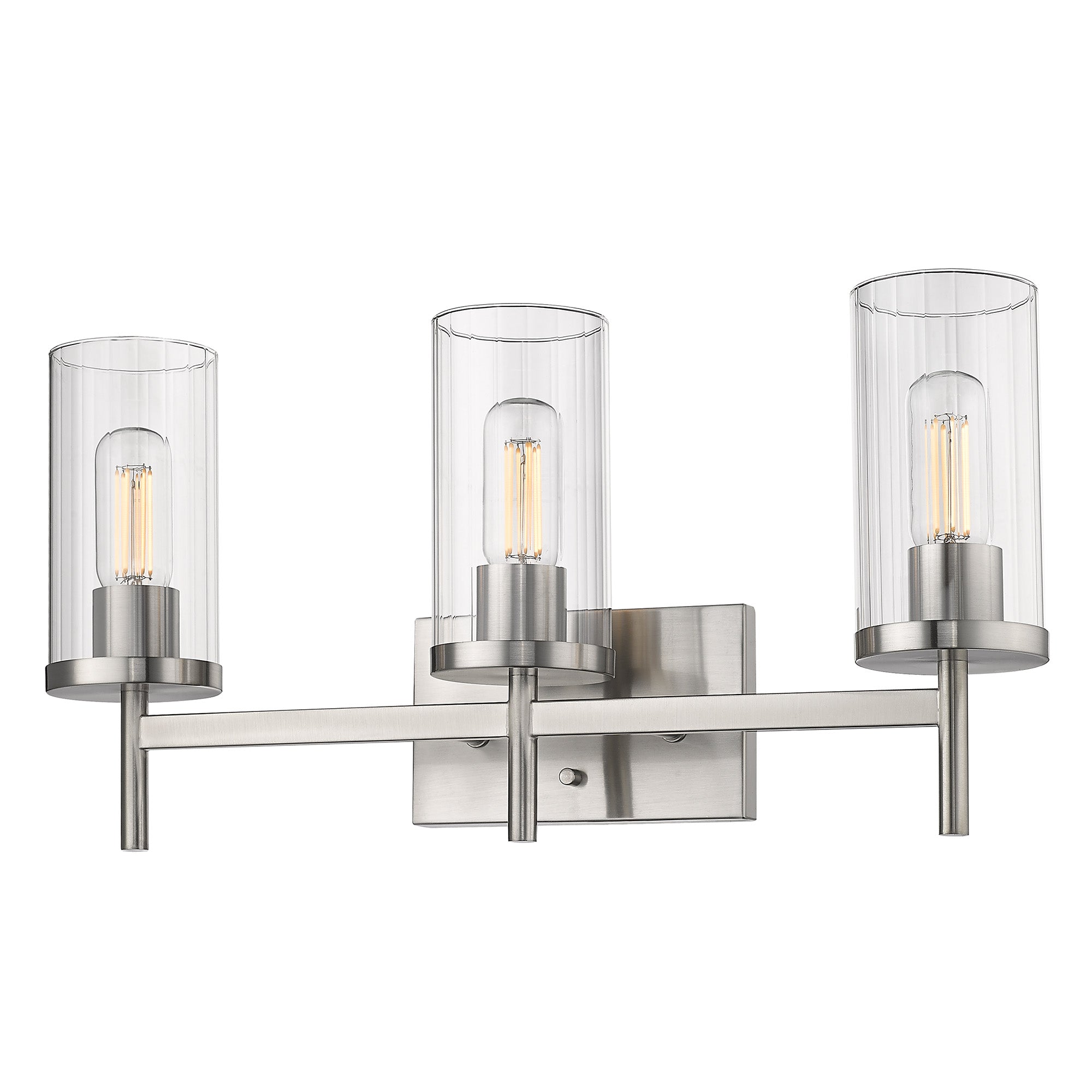 Winslett 3-Light Bath Vanity in Pewter with Ribbed Clear Glass Shades - - Golden Lighting