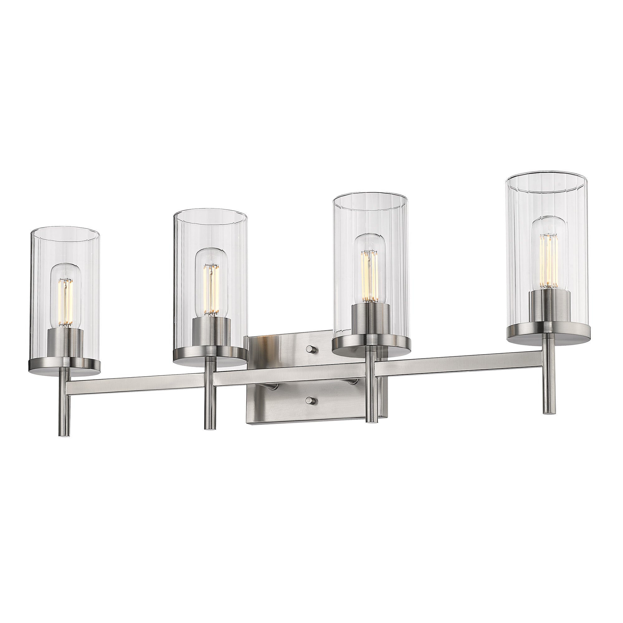 Winslett 4-Light Bath Vanity in Pewter with Ribbed Clear Glass Shades - - Golden Lighting