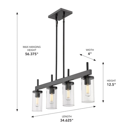 Golden Lighting Winslett 4-light Island Light in Matte Black - - Golden Lighting