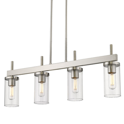 Winslett Linear Pendant in Pewter with Ribbed Clear Glass Shades - - Golden Lighting