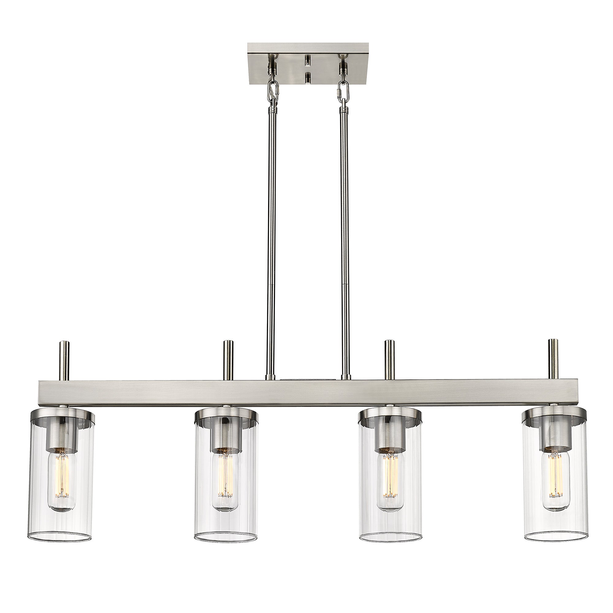 Winslett Linear Pendant in Pewter with Ribbed Clear Glass Shades - Pewter / Ribbed Clear Glass / Clear - Golden Lighting