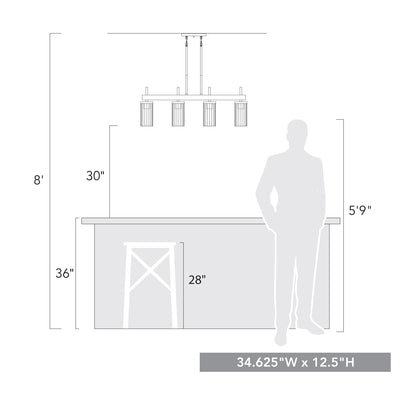 Golden Lighting Winslett 4-light Island Light in Matte Black - - Golden Lighting