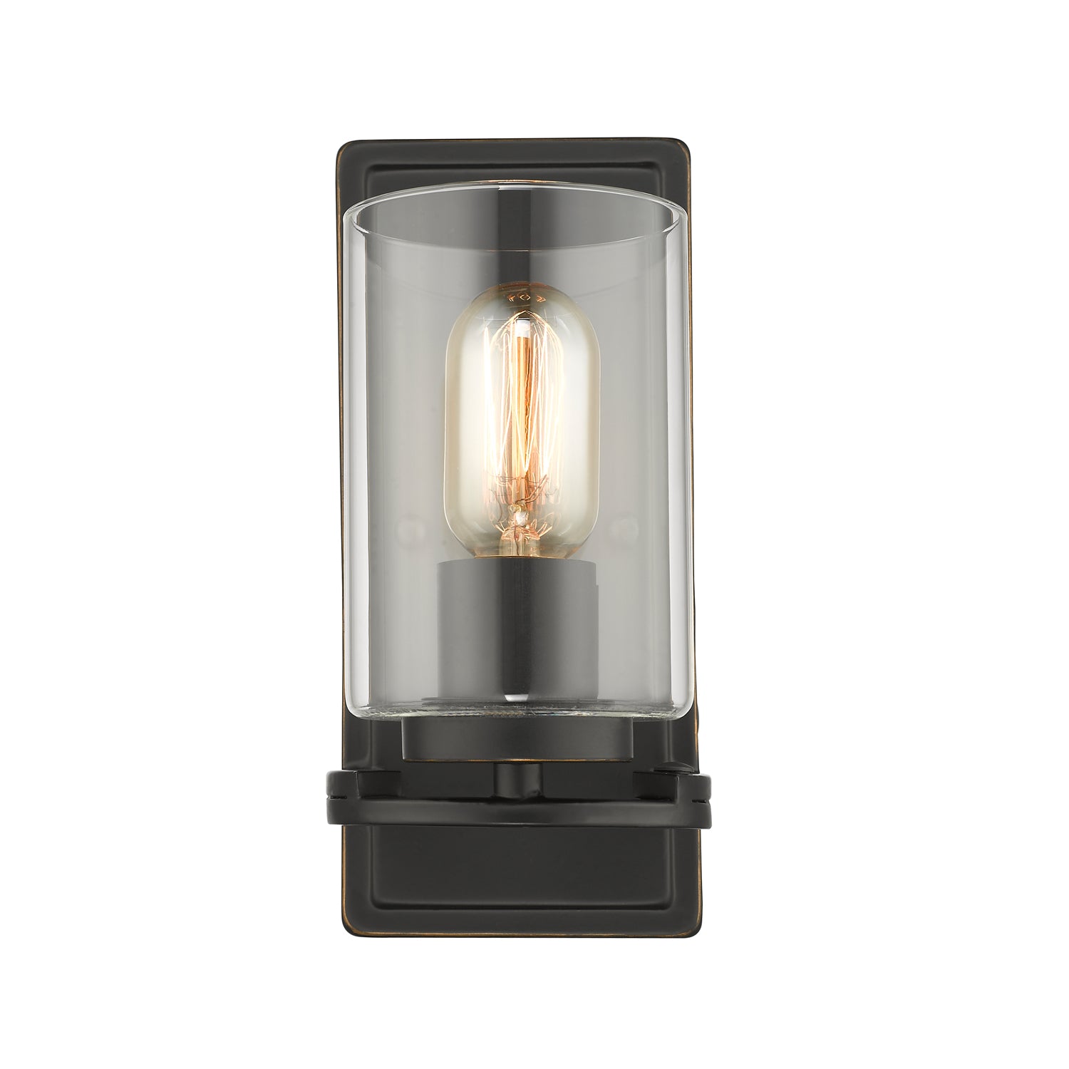 Monroe 1 Light Wall Sconce in Matte Black with Gold Highlights and Clear Glass - - Golden Lighting