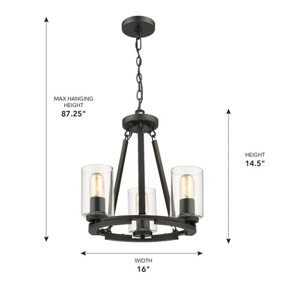 Monroe 3-light Chandelier in Matte Black
