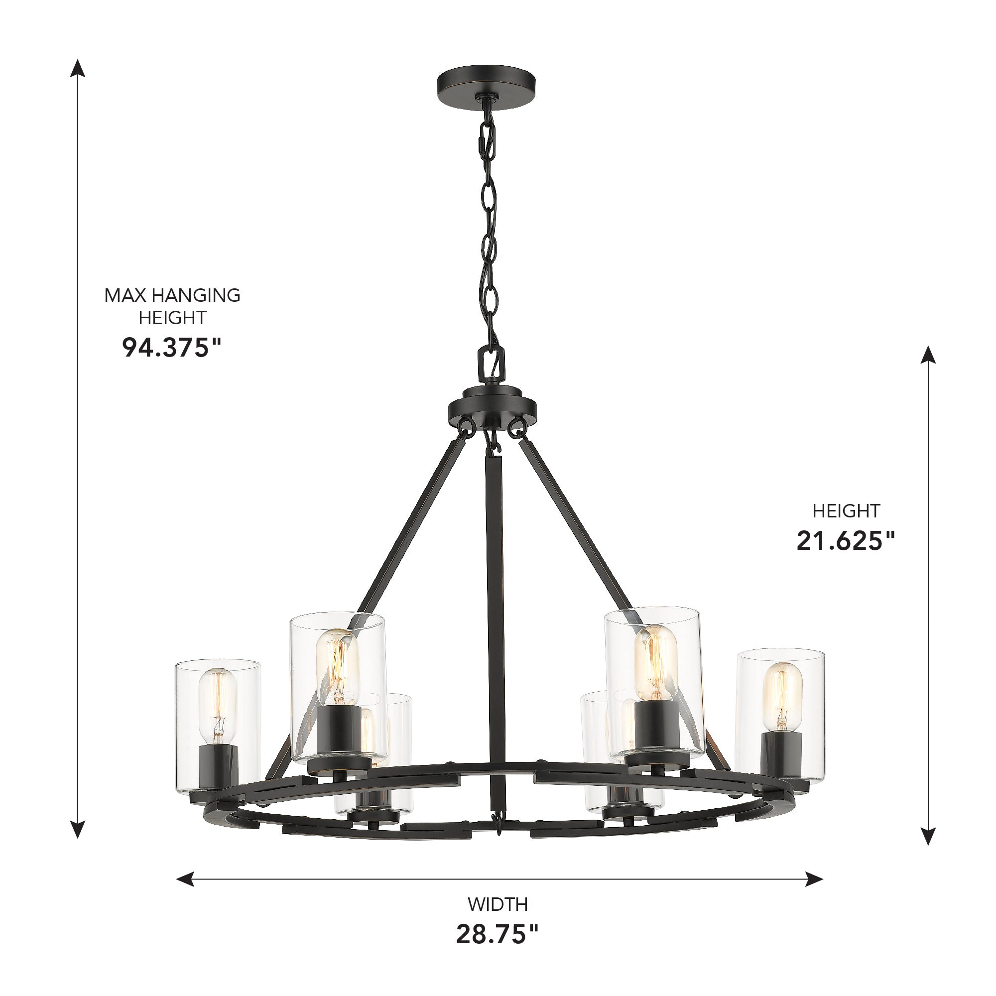 Golden Lighting Monroe 6-light Chandelier in Matte Black - - Golden Lighting