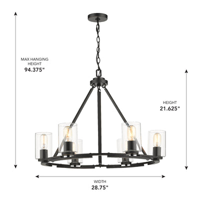 Golden Lighting Monroe 6-light Chandelier in Matte Black - - Golden Lighting