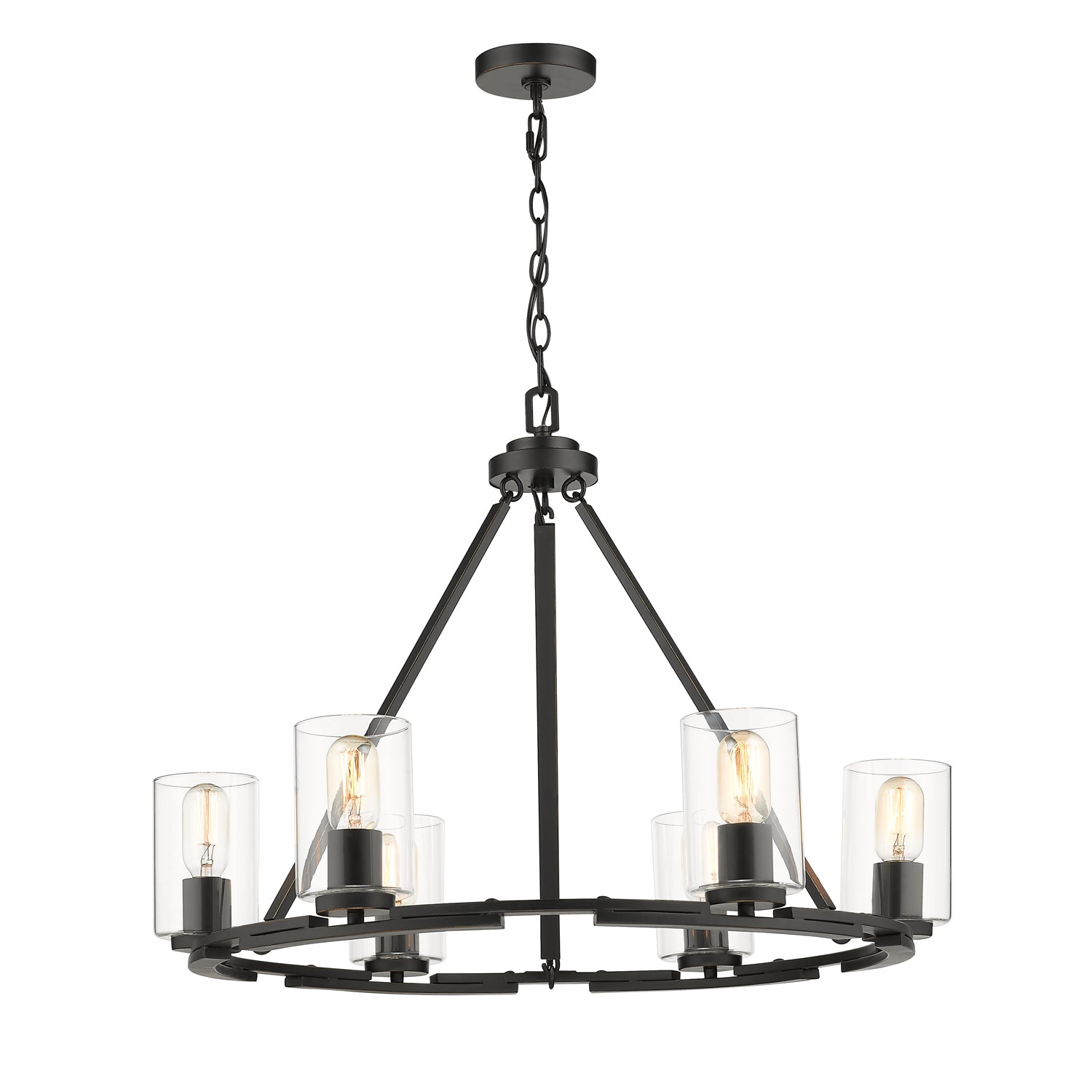 Monroe 6 Light Chandelier in Matte Black with Gold Highlights and Clear Glass - Matte Black with Gold Highlights / Clear Glass / Clear - Golden Lighting