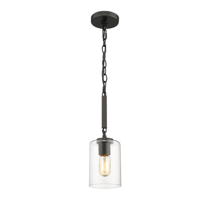 Monroe Mini Pendant in Matte Black with Gold Highlights and Clear Glass - Default Title - Golden Lighting
