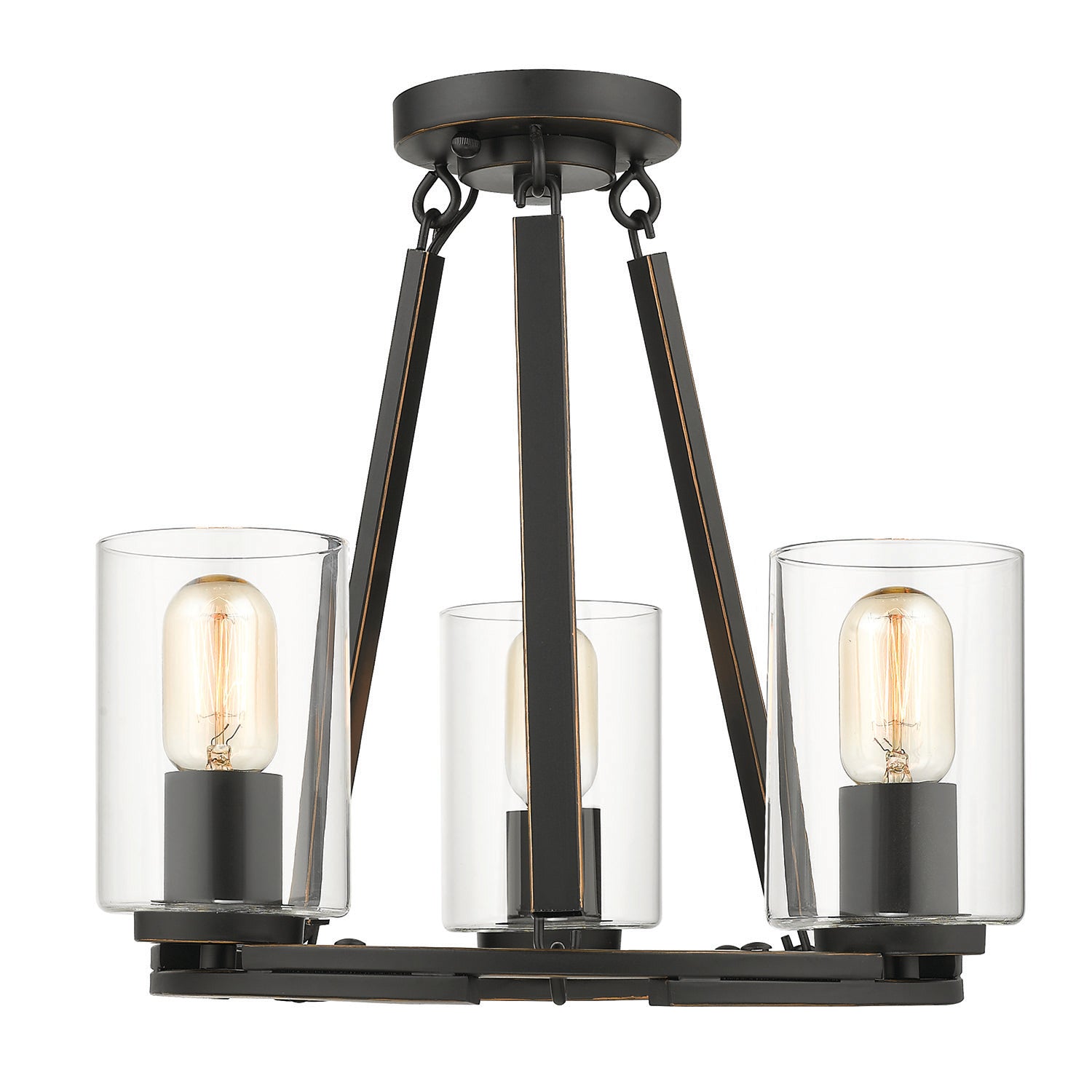 Monroe 3-light Semi-Flush in Matte Black