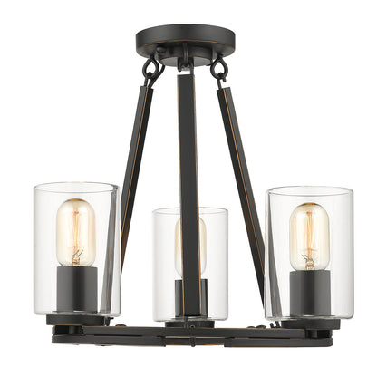 Monroe 3-light Semi-Flush in Matte Black