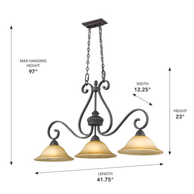 Mayfair 3-light Pendant in Leather Crackle