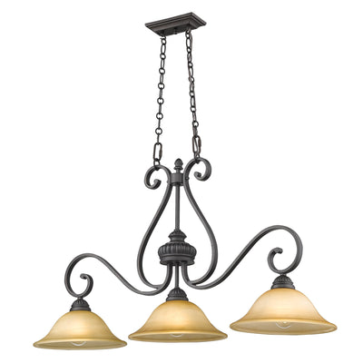 Mayfair 3-light Pendant in Leather Crackle - - Golden Lighting