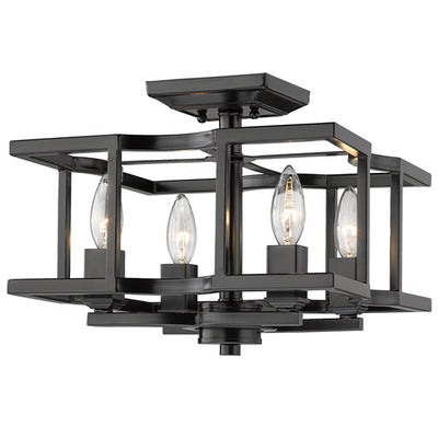 Bellare 4-light Semi-Flush Mount in Matte Black - - Golden Lighting