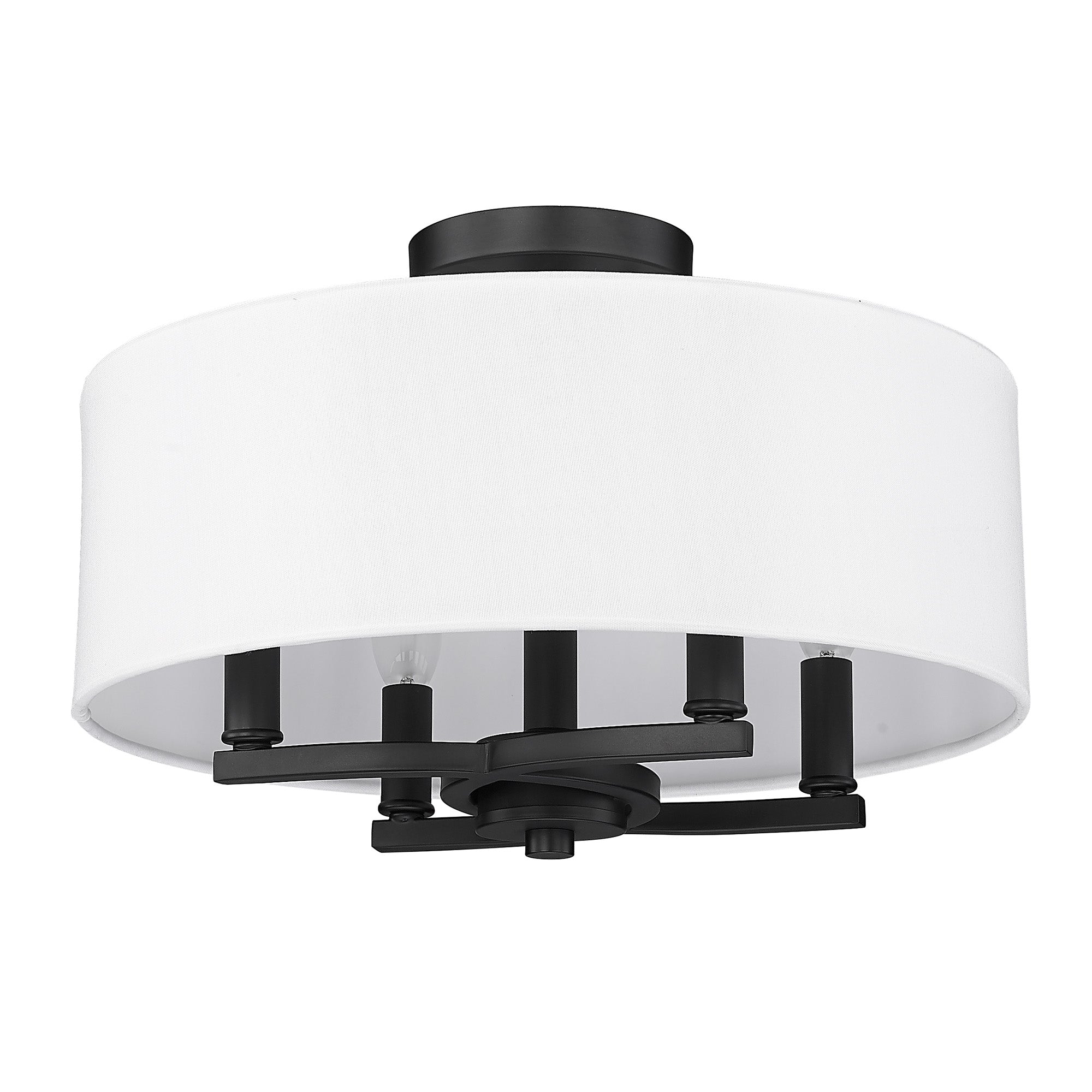 Eliana 4 Light Semi-Flush in Matte Black with Modern White Shade - - Golden Lighting