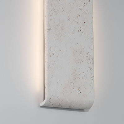 Golden Lighting Stela Integrated LED 16in Outdoor Wall in White Travertine - - Golden Lighting